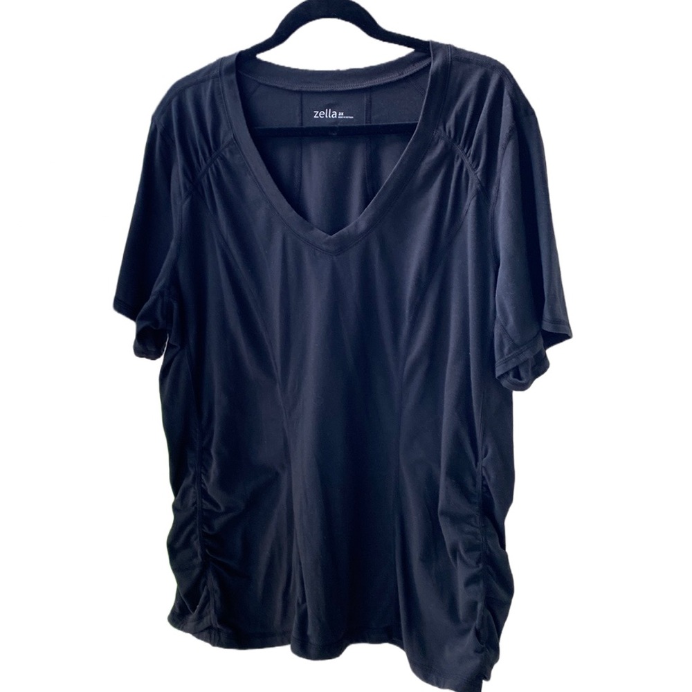 🖤 Zella Nordstrom Soft Lightweight Zel-Dri Ruched Short Sleeve Active Tee 3X